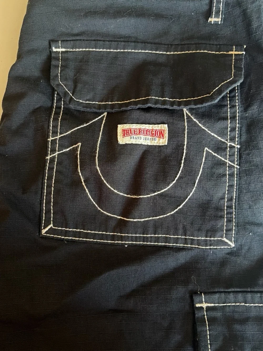 True Religion Jet Black Ripstop Cargo Pants